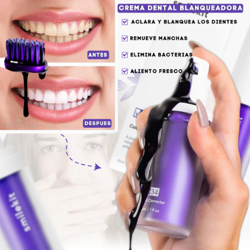 CREMA DENTAL BLANQUEADORA PURPLE SMILE™ - COMPRE 1 Y RECIBA 2